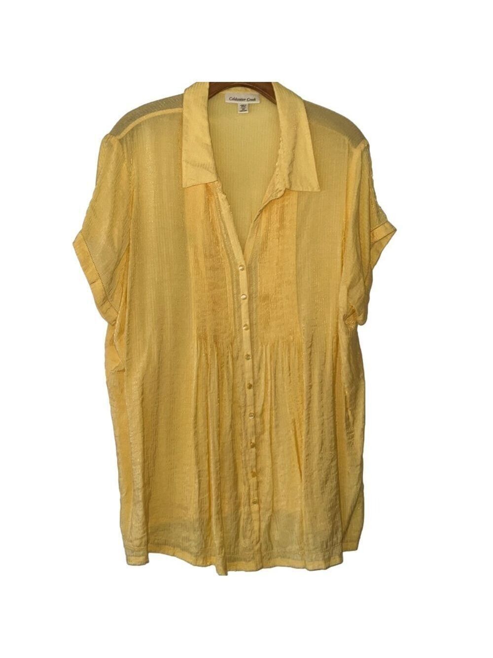 Goldwater Creek Top, Size 2X, PTP 24", Length 28", Pretty Yellow, Like New